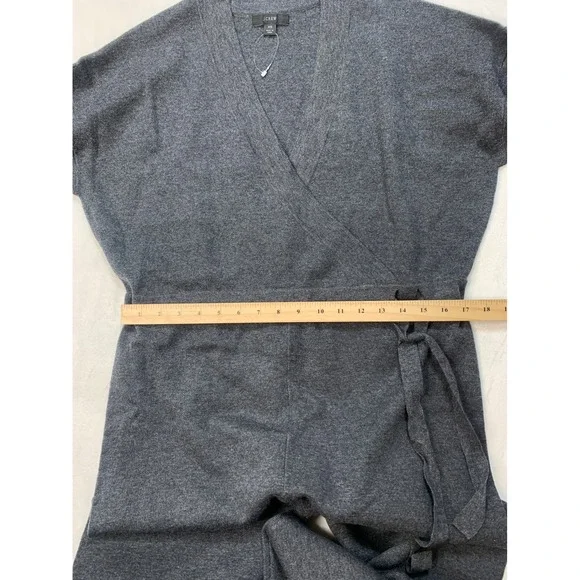 J.‎ Crew Jumpsuit Sweater Charcoal Gray Wrap Knit Merino Wool Cozy Lounge XS - Picture 7 of 9